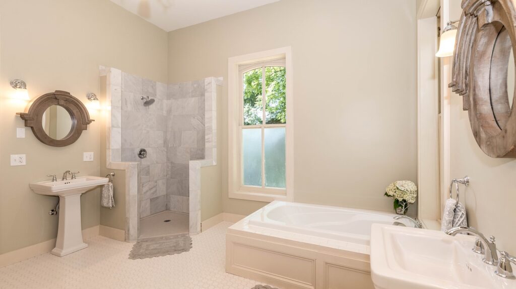 bathroom, standing shower, bathtub, eliminating mold growth
